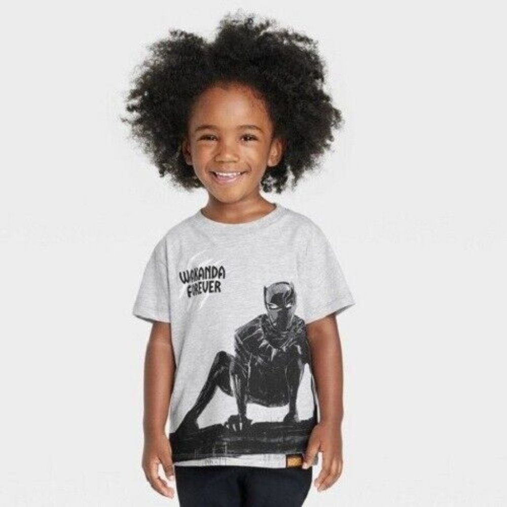 Toddler Boys' Marvel Nikkolas Smith Wakanda Forever Solid T-Shirt Gray Size 4T